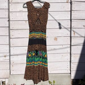 Carole Little Black and Brown Patterned Maxi Dress